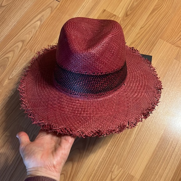Brand new Rag & Bone FRAYED EDGE PANAMA HAT. Berry. Size: M/L - Picture 10 of 10